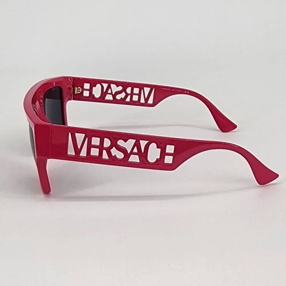 Versace Bright Pink Cutout Logo Square Sunglasses Unisex New in Box